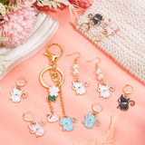 Alloy Enamel Fox Pendant Locking Stitch Markers, 304 Stainless Steel Clasps Stitch Marker, Mixed Color, 3.5cm, 4 colors, 3pcs/color, 12pcs/set