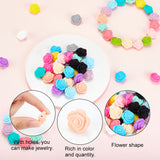 60Pcs 15 Colors Food Grade Eco-Friendly Silicone Beads, Chewing Beads For Teethers, DIY Nursing Necklaces Making, Rose, Mixed Color, 20.5x12.5mm, Hole: 2mm, 4pcs/color