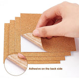 Cork Drink Coasters, Cup Mat, Hot Pad, with Self-adhesive Back, Square, Peru, 100x100x1mm