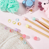 30Pcs Baking Painted Zinc Alloy Knitting Stitch Marker Rings, Crochet Clips, with 12Pcs Flower Food Grade Eco-Friendly Silicone Beads, Mixed Color, Ring: 1.45x0.1cm, Beads: 1.5x1.45x1.35cm