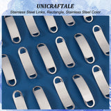 201 Stainless Steel Links, Rectangle, Stainless Steel Color, 38.5x10x1mm, Hole: 4x5mm, 40pcs/box