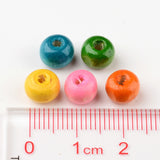 Wood Beads, Lead Free, Round, Dyed, Mixed Color, 7~8x6~7mm, Hole: 3mm