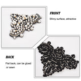 2Pcs Felt Sew on Ornament Accessories, Rhinestone & Plastic Imitation Pearl Beaded Appliques, Black, 97x120x13mm