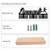 Fashion Wood Medal Hanger Holder, 2 Line Display Wall Rack, with Screws & Anchor Plug, Running, Sports, 150x400x7mm, Hole: 5mm