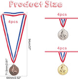 Zinc Alloy Football Medals, with Polyester Cord, Flat Round, Mixed Color, 37 inch(94cm), 3 colors, 4pcs/color, 12pcs/set