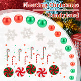 DIY Christmas Theme Vase Fillers for Centerpiece Floating Candles, Including Candy Cane & Snowflake Polymer Clay & Resin Cabochons, Round Plastic Beads, Nail Art Powder, Mixed Color