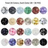 Glass Beads, for Beading Jewelry Making, with Sharp Steel Scissors, Elastic Crystal Thread, Stainless Steel Big Eye Beading Needles, Mixed Color, 8mm, Hole: 1.3~1.6mm, 24colors, about 28~30pcs/color, 672~720pcs/box