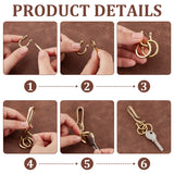 Brass D-Ring Anchor Shackle Clasps, for Bracelets Making, Brass S Hook Clasps, Alloy Split Key Rings, Golden, 25~60.5x15.5~25x2~8.5mm, Hole: 2.5~5.5mm