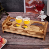 7-Hole Bamboo Glass Holder Display Racks, Whiskey Spirits Wine Glass Holder, for Bar Tasting Serving Tray, Kitchen Tools, Rectangle, BurlyWood, 25.2x10.1x6.5cm, Inner Diameter: 4cm and 8.25cm
