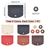 5Pcs 5 Colors Imitation Leather Bag Cover, Rectangle with Round Corner & Alloy Brads, Bag Replacement Accessories, Mixed Color, 10.2x12.5x0.7cm