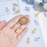 12Pcs 2 Colors 201 Stainless Steel Pendants, Stamping Blank Tag Charms, with Unsoldered Jump Rings, Angel, Golden & Stainless Steel Color, 15x11.5x1mm, Hole: 3mm, Jump Ring: 5x0.8mm, 6pcs/color