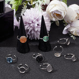 20Pcs 2 Size 201 Stainless Steel Cuff Rings Components, Bezel Cup Ring Settings, Flat Round, Stainless Steel Color, Inner Diameter: 17mm, Tray: 10~12mm, 10Pcs/size