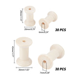 Wooden Empty Spools for Wire, Thread Bobbins, Lead Free, Moccasin, 29~45x20~30mm, Hole: 6~7mm, 60pcs/set