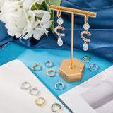 12Pcs 2 Colors Brass Micro Pave Clear Cubic Zirconia Hoop Earring Findings, with Horizontal Loops, Long-Lasting Plated, Platinum & Golden, 15x14x2mm, Hole: 1mm, Pin: 1mm, 6pcs/color