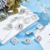 16Pcs 1-Hole Alloy Shank Buttons, with Plastic Imitation Pearls Bead, Square, White, 20x20x9mm, Hole: 2mm