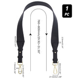 Adjustable PU Imitation Leather Bag Handles, with Alloy Clasps, for Bag Straps Replacement Accessories, Black, 76~80x4x0.35cm