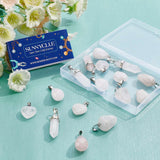 16Pcs 4 Style Natural Rose Quartz Pendants, with Brass & Alloy & Stainless Steel Findings, Platinum,  Heart & Nuggets & Teardrop & Bullet, 15~40x10~42x5~15mm, hole: 2~7.5, 4 style, 4pcs/style, 16pcs