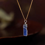 24Pcs 12 Style Natural Gemstone Pendants, with Eco-Friendly Brass Wire Wrapped, Column, 19.5~20x5~5.5mm, Hole: 2.4~2.7mm, 2pcs/style