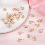 40Pcs Rack Plating Alloy Charms, with Jump Rings, Long-Lasting Plated, Cadmium Free & Lead Free, Flower Charms, Real 14K Gold Plated, 12x10.5x3.5mm, Hole: 4mm