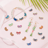 50Pcs 10 Colors Alloy Enamel Connector Charms, Light Gold, Butterfly, Mixed Color, 11.5x21x2mm, Hole: 1.6mm, 5pcs/color