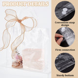 Valentine's Day 50Pcs Rectangle Transparent PVC Storage Bags with Handle, Gift Storage Bags, with 1 Roll Polyester Organza Ribbons, Clear, Bags: 202x198x0.5mm, Unfolded: 200x80x200mm, 50pcs; Ribbon: 35x0.5mm, about 10 yards/roll