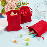 12Pcs Velvet Cloth Drawstring Bags, Jewelry Bags, Christmas Party Wedding Candy Gift Bags, Rectangle, FireBrick, 12x9cm