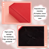 Square PU Leather with Lint Jewelry Storage Box, Travel Portable Jewelry Case, for Necklaces, Rings, Earrings and Pendants, FireBrick, 19x19x4.7cm