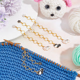 Cow with Sakura Alloy Enamel Pendant Knitting Row Counter Chains, Brass Linking Ring Locking Stitch Marker, Mixed Color, 12~16.4cm, 4 style, 1pc/style, 4pcs/set