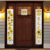 Polyester Hanging Sign for Home Office Front Door Porch Decorations, Rectangle & Square, Word Welcome, Yellow, 180x30cm and 30x30cm, 3pcs/set
