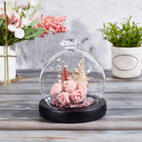 Glass Dome Cover, Diamond-Shaped Handle Decorative Display Case, Cloche Bell Jar Terrarium with Wood Base, Black, Finish Product: 10.3x11.5cm