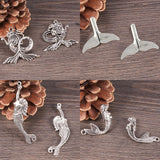 Tibetan Style Alloy Mermaid Pendants, Mixed Color, 74x72x17mm, 56pcs/box