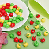 60Pcs 3 Colors Christmas Resin 3D Apple Display Decorations, for Home Decorations, Mixed Color, 13x13mm, 20pcs/color