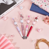 DIY Beadable Pen Making Kit, Including Dog Paw Print & Heart & Dancer Alloy Enamel & Tassel Pendant, Acrylic Beads, Plastic Beadable Pens, Pink, 138Pcs/bag