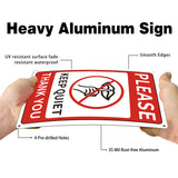 UV Protected & Waterproof Aluminum Warning Signs, PLEASE KEEP QUIET THANK YOU, Red, 30x20x0.9cm