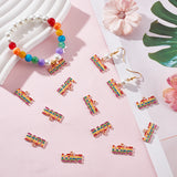 Rainbow Color Alloy Enamel Pendants, Word LOVE with Rainbow, Light Gold, 11.5x21.5x1.5mm, Hole: 1.5mm, 30pcs/box