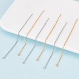 12Pcs 2 Colors Brass Stud Earring Findings, with 925 Sterling Silver Pins, Ear Threads, Nickel Free, Platinum & Golden, 82~85x1mm, Pin: 0.5mm, 6Pcs/color