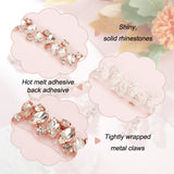 1 Yard Crystal Hotfix Rhinestone Bridal Belt Trim Chain, Polyester Rhinestone Appliques, Rose Gold, 13~14x4.2mm