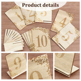 Wood Table Numbers Cards, with Base Holder, Rectangle with Number 1~10, for Wedding, Restaurant, Birthday Party Decorations, Number Pattern, 134x90x2.5mm, 20pcs/set