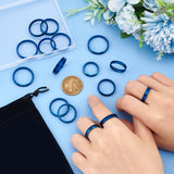 201 Stainless Steel Grooved Finger Ring for Women Men, Blue, 4mm, US Size 5~US Size 14(15.9~23mm), 8 Style, 2pcs/style, 16pcs