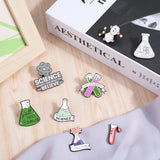 8Pcs 8 Styles Chemistry Theme Enamel Pins, Alloy Word Brooches for Backpack Clothes, Mixed Color, 27~35x14~35.5x1~1.5mm, 1Pc/style