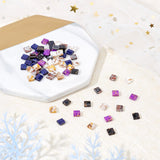 2-Hole Glass Seed Beads, Antique Style, Rectangle, Mixed Color, 5x4.5~5.5x2~2.5mm, Hole: 0.5~0.8mm, 6 colors, 20pcs/color, 120pcs/box