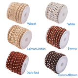 Faux Suede Cord, with Golden Tone Alloy Rivet, For Punk Rock Jewelry Making, Mixed Color, 5x2.5mm, about 5m/roll, 6rolls/set