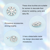 2Pcs Alloy Rhinestone Shoe Decorations, Detachable Shoe Buckle Clips, with Iron Findings, Flower, Platinum, 45x18mm