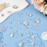 94Pcs 6 Style Pointed Back Glass Rhinestone Cabochons, Faceted, Oval, Crystal, 6~25x4~18x2.5~6mm