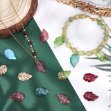Transparent Glass Pendants, Mixed Style, Leaf, Mixed Color, 23.5x15x3.5mm, Hole: 1.5mm, 120pcs/box