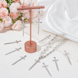 10Pcs 201 Stainless Steel Pendants, Sword Charm, Stainless Steel Color, 45x13.5x2mm, Hole: 1.8mm