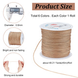 6 Rolls 6 Colors Nylon Chinese Knotting Cord, for Woven Bracelet Necklace Making, Mixed Color, 0.8mm, about 49.21 Yards(45m)/Roll, 1 roll/color