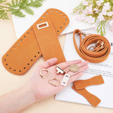 DIY Knitting Crochet PU Leather Bag, with PU Leather Bag Bottom, Shoulder Strap, Bag Twist Lock, Flap Cover,Bag Buckles, Camel, 240x82x4.5mm