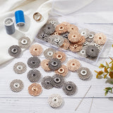 24Pcs 3 Colors Alloy & Brass Snap Buttons, Sew on Press Buttons, Garment Buttons, for Costume Jacket Coat Accessories, Mixed Color, 30x8.5mm, 8pcs/color