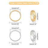 12pcs 2 Colors 304 Stainless Steel Bead Frames, Ring, Golden & Stainless Steel Color, 14x3mm, Hole: 1mm, 6pcs/color